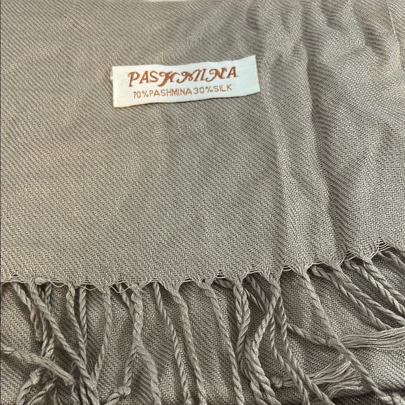 Pashmina Tan Scarf with Fringe Wrap - Picture 6 of 9